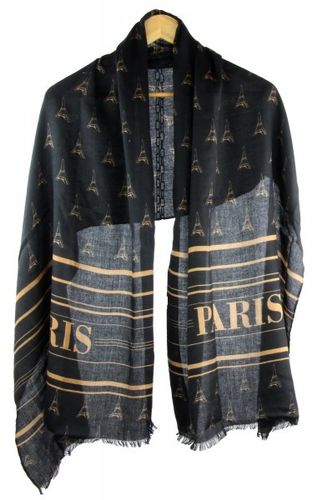 fließender edler Paris Schal in schwarz