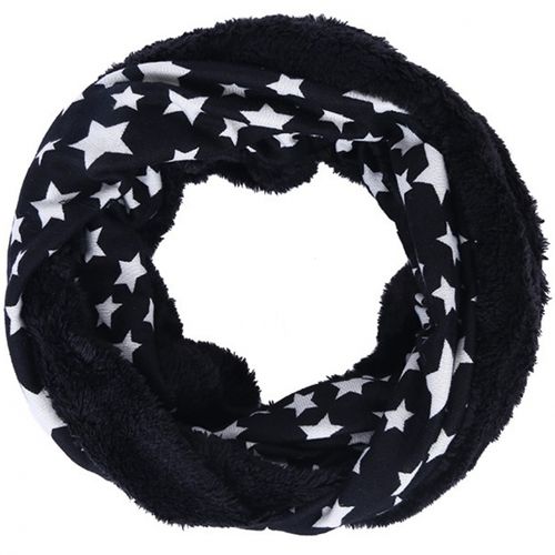 gefütterter Loop Schal mit Sternen schwarz weiß