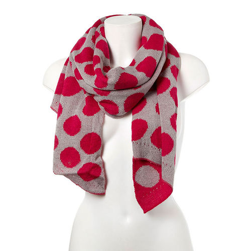 weicher Schal zweifarbig mit Punkten pink/grau