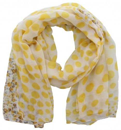 frisches Tuch mit Blumen und Punkten gelb/weiß
