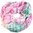 stylischer Loop mit Karomuster und Blüten grün/pink
